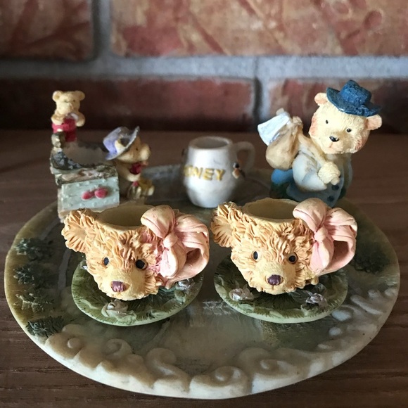Rare Vintage Teddy Bear Miniature Tea Set - Picture 1 of 8